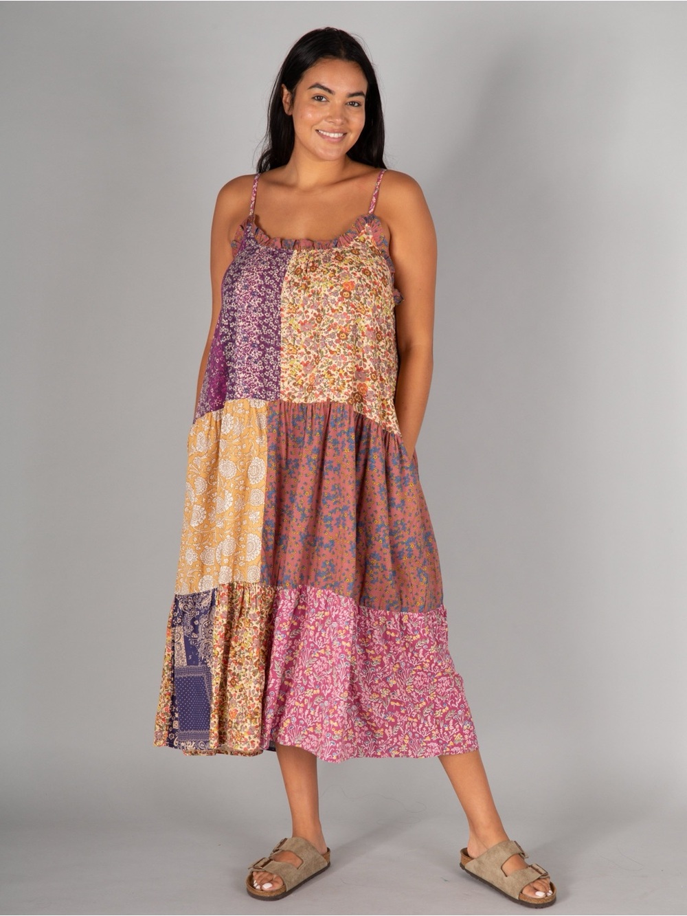 NATURAL LIFE Patchwork Floral Harley Midi Dress L/XL